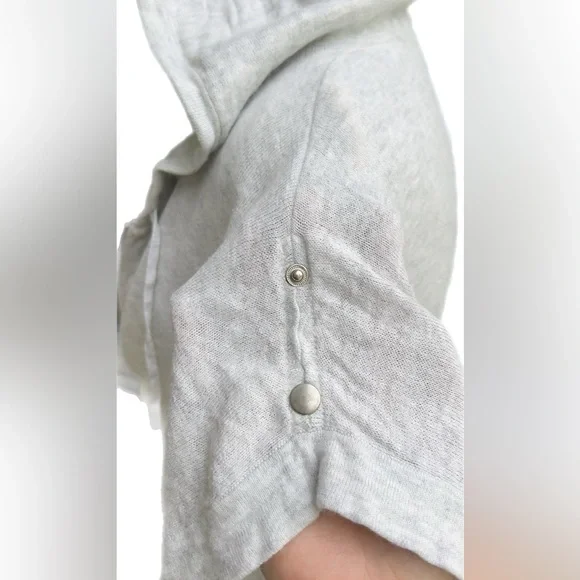 Theory Light Grey Short Sleeve Zippered Hoodie Cardigan Jacket Large L P - Picture 4 of 12